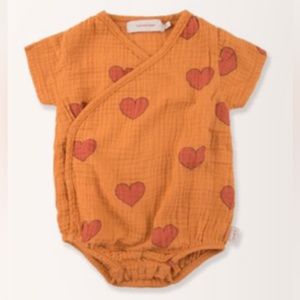 Tinycottons Wrap Body Onesie - 3M - Orange hearts